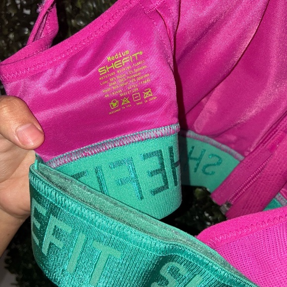 Shefit Pink and Green Zip-Up Sports Bra size medium - Picture 3 of 3
